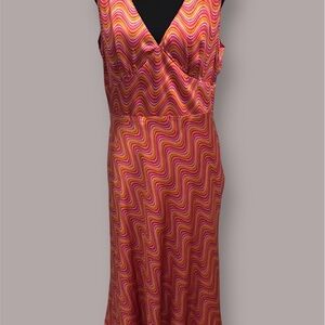 Vintage Jane Street Silk Groovy Midi Dress Size 12